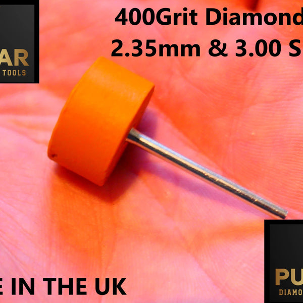 PULSAR DIAMOND® Mk2 Little Ripper™ Hub Drive Diamond Resin Wheels SINGLE 400Grit ORANGE IN STOCK READY TO SHIP 2.35mm or 3mm mandrels 20x10mm Soft-Touch Resin Lapidary Burr For Rotary Tools carving Polishing Grinding