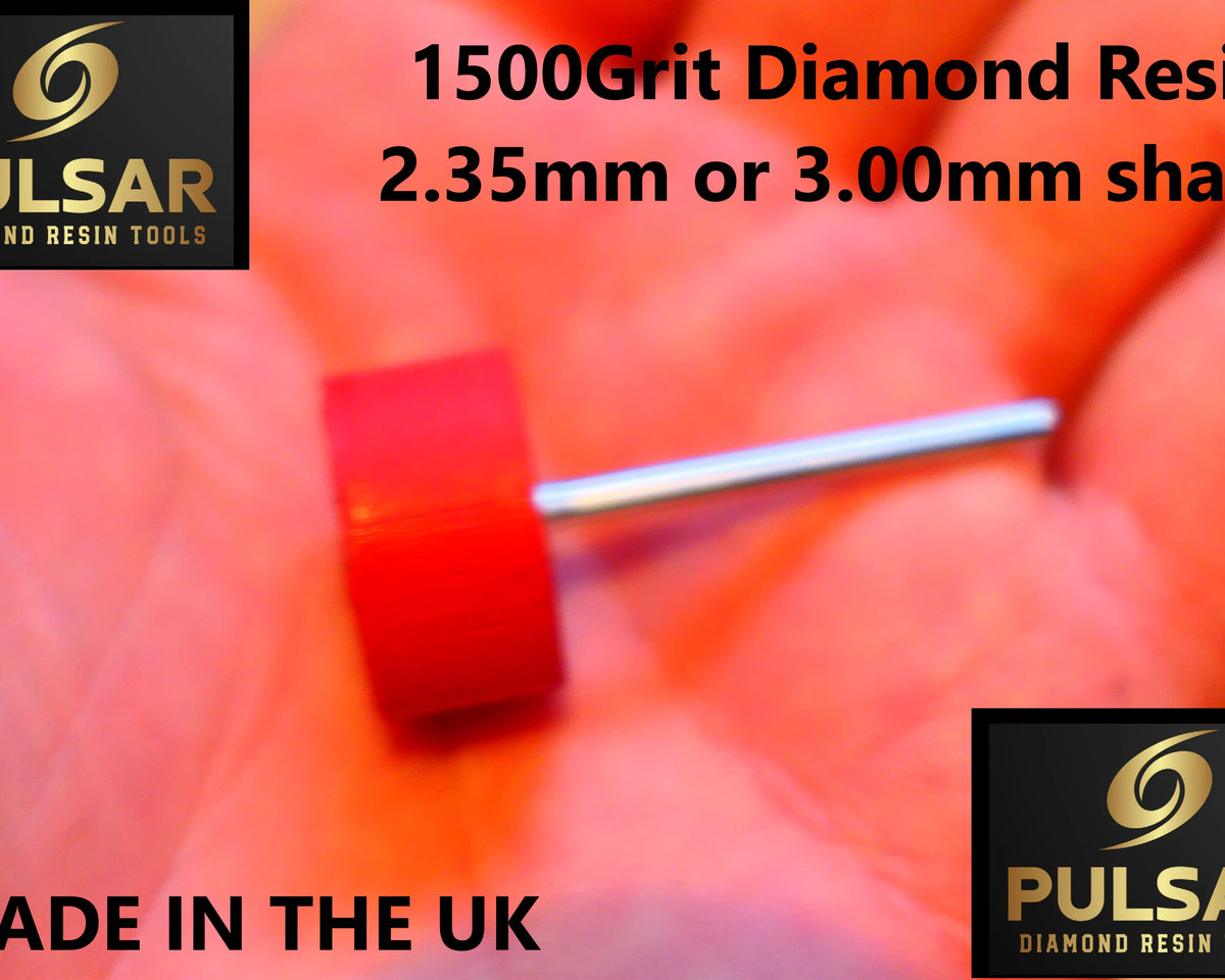 PULSAR DIAMOND® Mk2 Little Ripper™ Hub Drive Diamond Resin Wheels SINGLE 1500Grit RED IN STOCK READY TO SHIP 2.35mm or 3mm mandrels 20x10mm Soft-Touch Resin Lapidary Burr For Rotary Tools carving Polishing Grinding