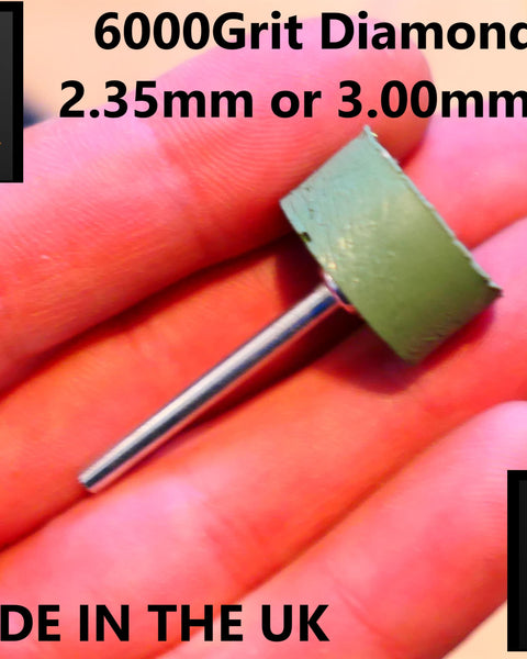 PULSAR DIAMOND® Mk2 Little Ripper™ Hub Drive Diamond Resin Wheels SINGLE 6000Grit GREEN IN STOCK READY TO SHIP 2.35mm or 3mm mandrels 20x10mm Soft-Touch Resin Lapidary Burr For Rotary Tools carving Polishing Grinding