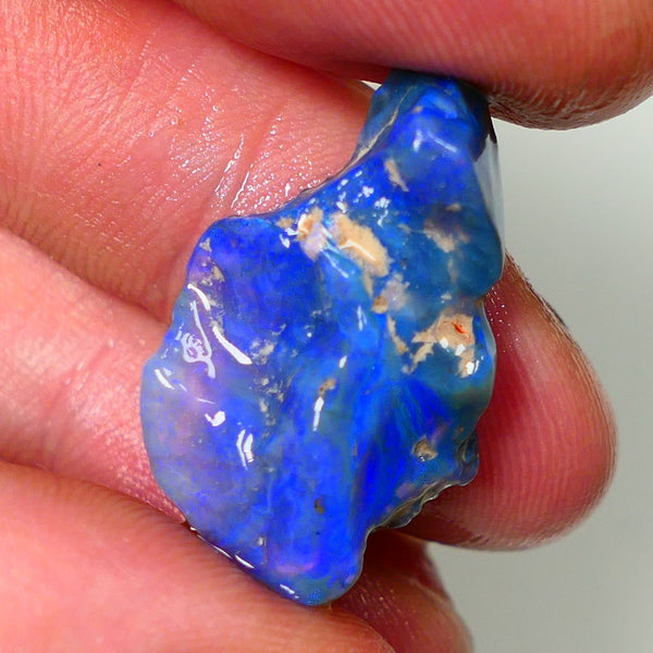 Lightning Ridge Rough Opal 17.00cts Black Base Crystal Seam Bright  Gorgeous  Vibrant Blue Bar 28x16x8mm NS350