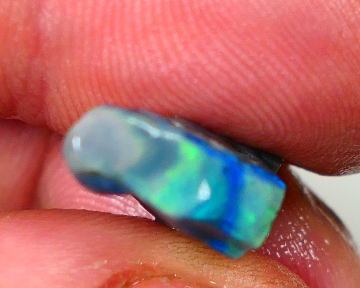 Lightning Ridge Rough Opal 7.25cts Dark Base Seam Bright  Gorgeous Exotic Multifires 18x10x7mm NS349