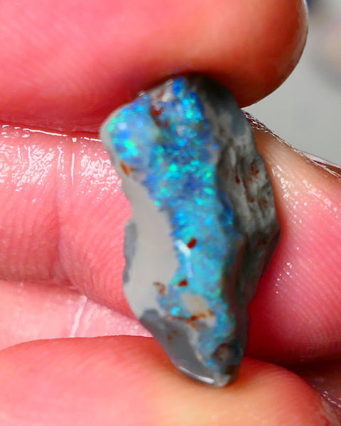 Lightning Ridge Dark base Seam opal 5.50cts showing Blue/Green colours to gamble 21x9x5mm AUCTION29