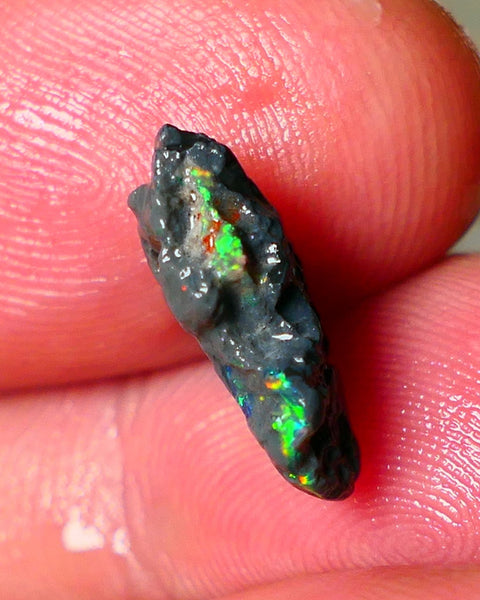 Lightning Ridge N1 Black knobby opal rough piece 3.50cts Check the video showing Nice bars with Bright Multi colours and flashes of the illusive reds 15x11x5mm  ALP125