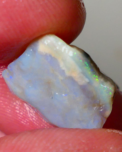 Lightning Ridge Dark Crystal Seam opal rough 7.25cts showing Gemmy bright bar with multi colours to cut worth a gamble on this one cut a gem 16x14x5mm ALP118