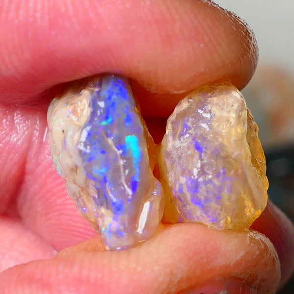 Lightning Ridge Gamble opal rough showing nice bright colours 13.00cts 17x11x8mm & 13x12x11mm ALP112