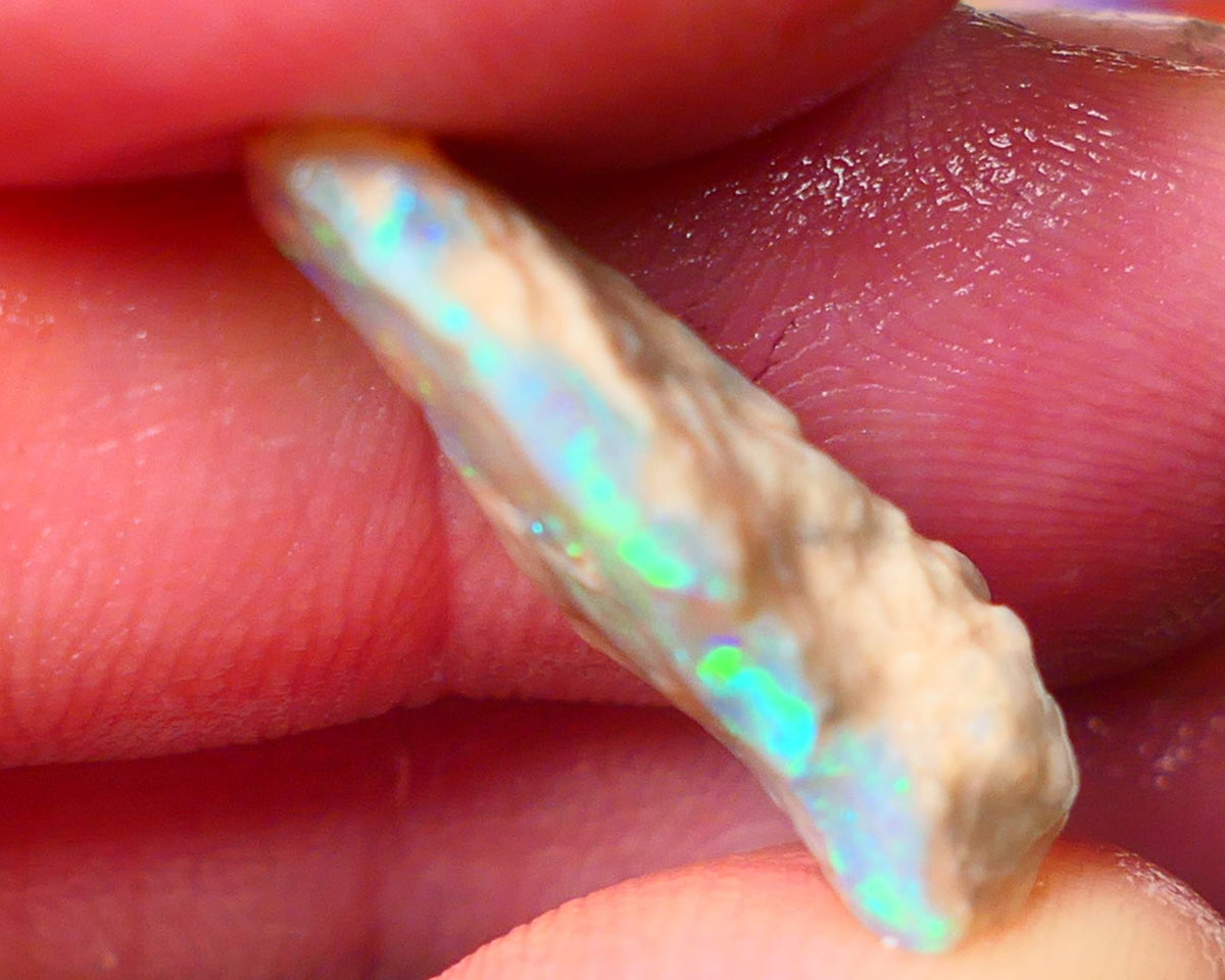 Lightning Ridge Gamble Crystal opal rough 7.00cts showing nice Multi bright colours 22x11x6mm ALP131