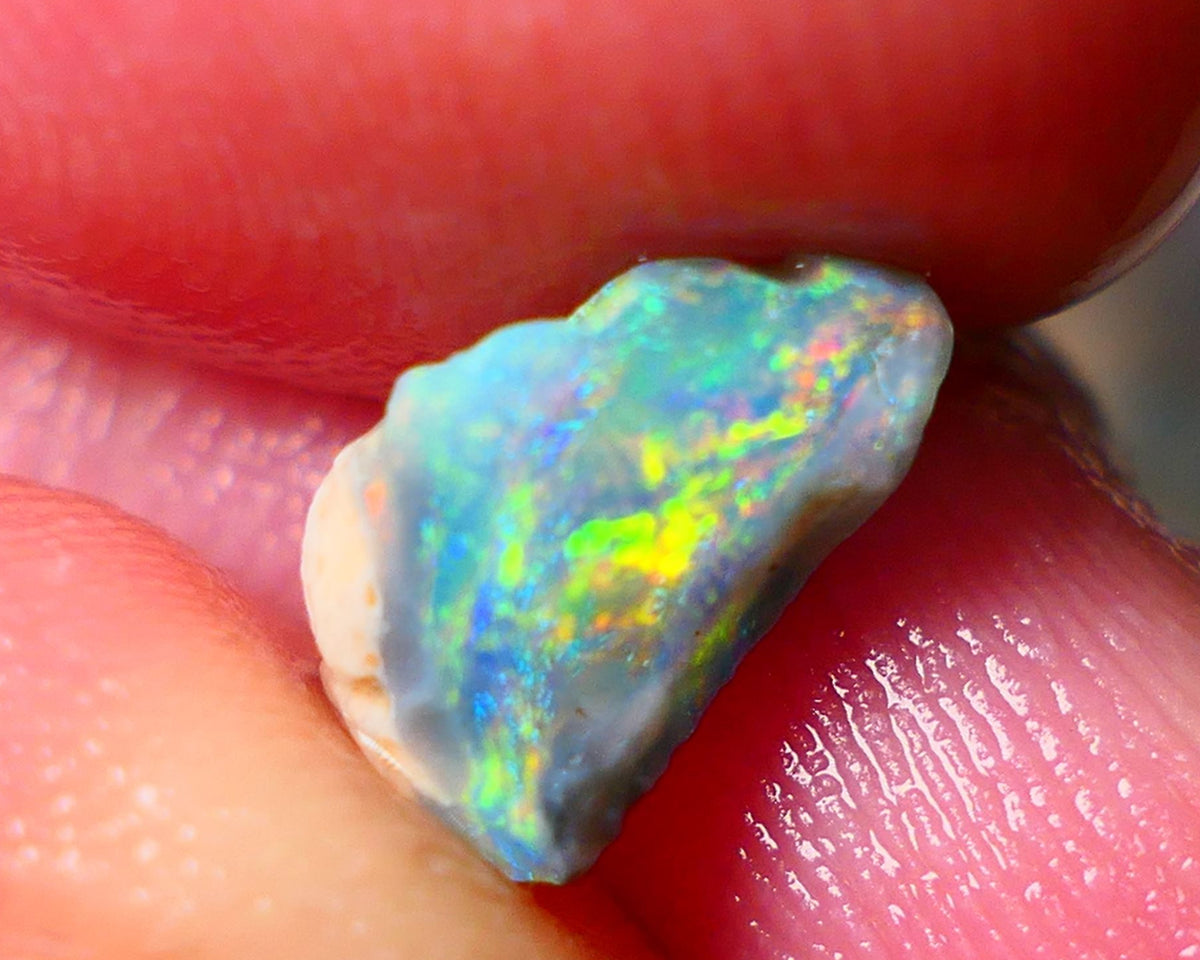 Lightning Ridge Small Gemmy Gamble opal rough  1.65cts showing Reds & bright Multifires 10x6x5mm ALP133