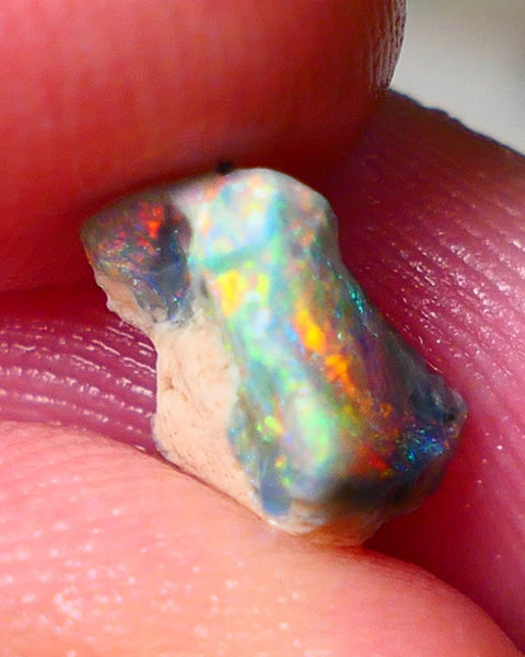 Lightning Ridge Small Gemmy Gamble opal rough  1.65cts showing Reds & bright Multifires 10x6x5mm ALP133