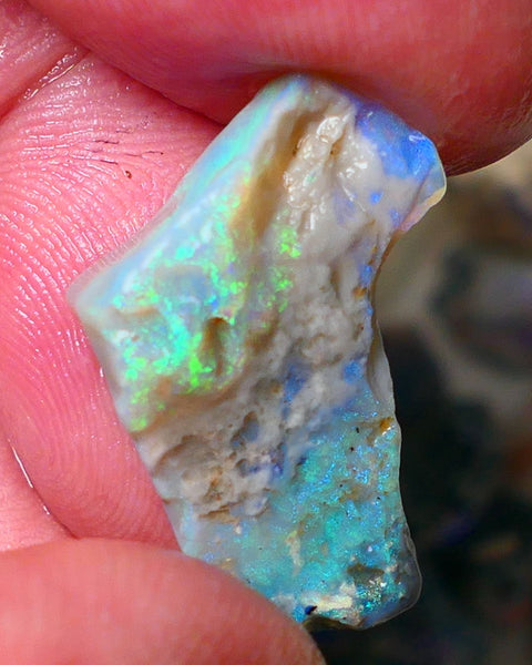 Lightning Ridge Gamble opal rough 11.50cts showing nice bright Multi colours 24x17x7mm ALP136