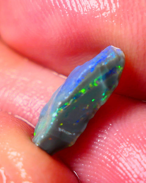 Lightning Ridge Small Cutters Seam opal rough 2.65cts showing Gorgeous bright Multi Colours 13x8x4mm AL153