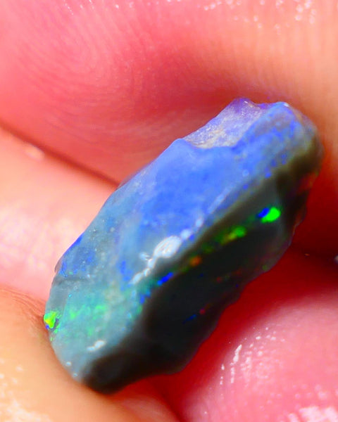 Lightning Ridge Small Cutters Seam opal rough 2.65cts showing Gorgeous bright Multi Colours 13x8x4mm AL153