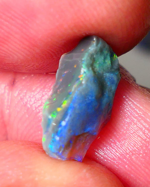 Lightning Ridge Small Cutters Seam opal rough 2.65cts showing Gorgeous bright Multi Colours 13x8x4mm AL153