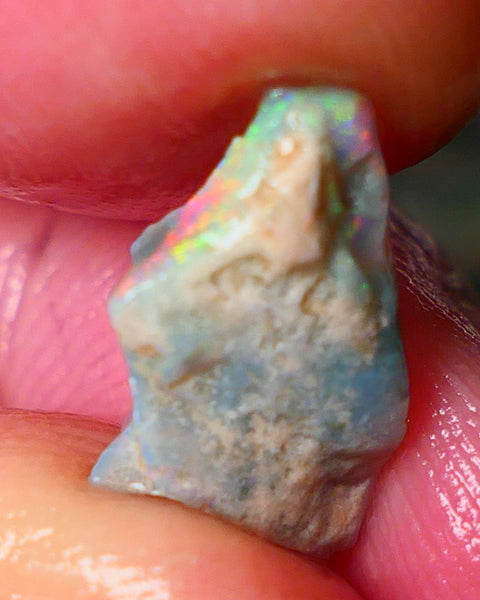 Lightning Ridge Small Cutters Seam opal rough 3.00cts showing Lovely bright Reds/Orange/Yellow 14x9x4mm ALP156