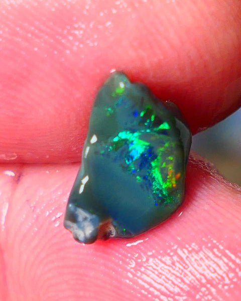 Lightning Ridge small Black opal rub rough Displaying bright Multi colours 11x7x4mm ALP151