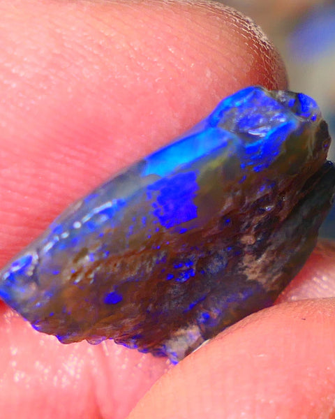 Lightning Ridge Dark opal Rub / rough 5.25cts  showing nice bright blue colours 18x16x3mm ALP144