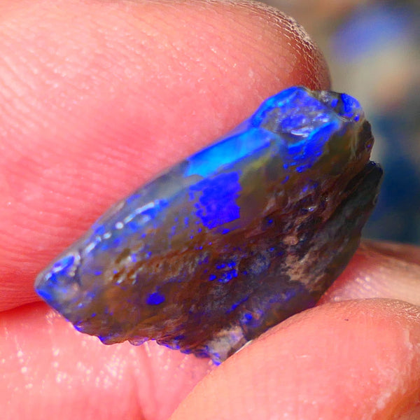 Lightning Ridge Dark opal Rub / rough 5.25cts  showing nice bright blue colours 18x16x3mm ALP144