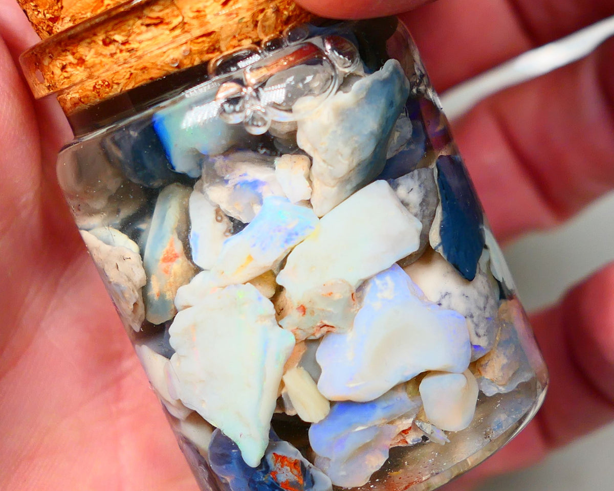 Lightning Ridge Rough Opal 150cts Mixed Potch & colours  15mm to chip size range Auction32(jar1)