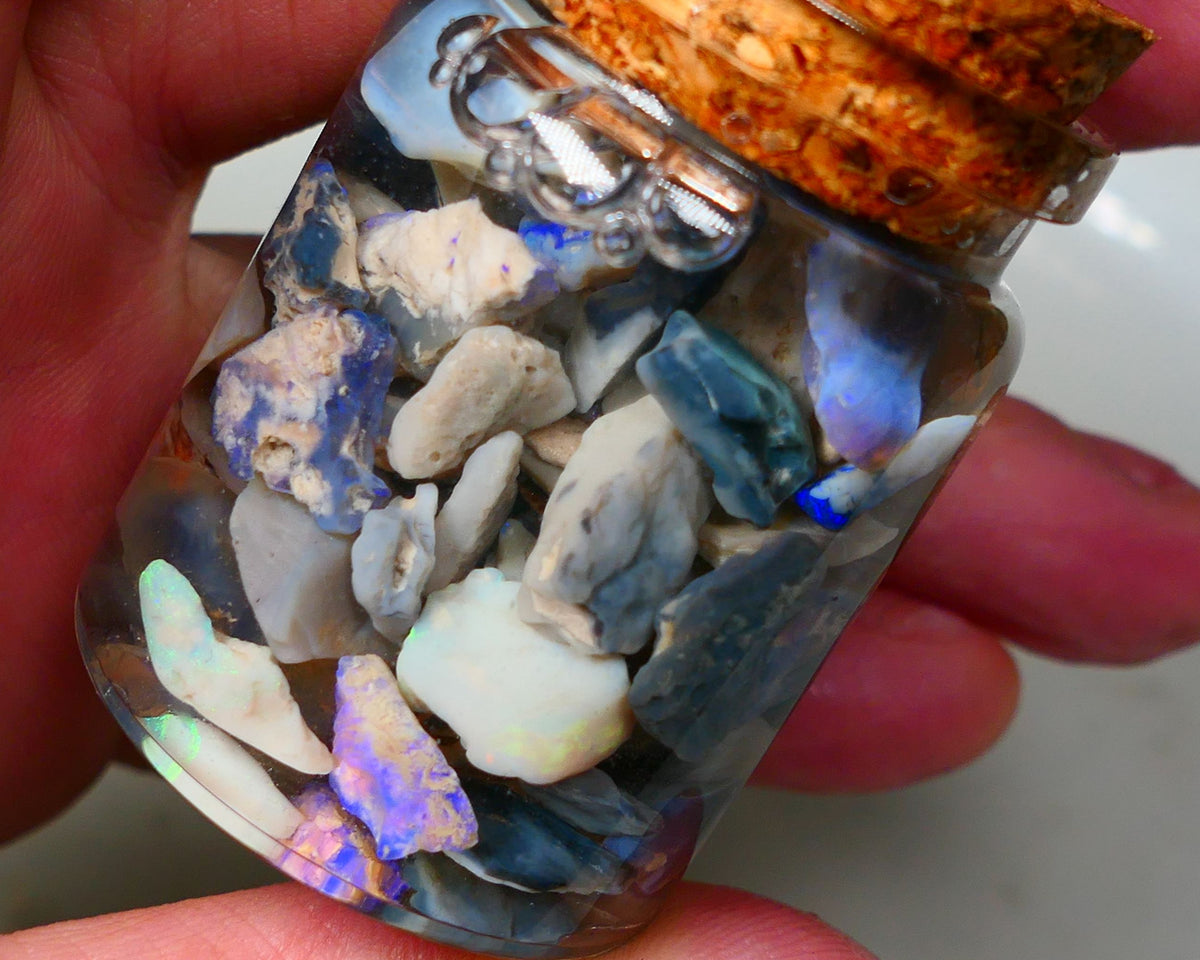 Lightning Ridge Rough Opal 150cts Mixed Potch & colours  15mm to chip size range Auction33(jar2)