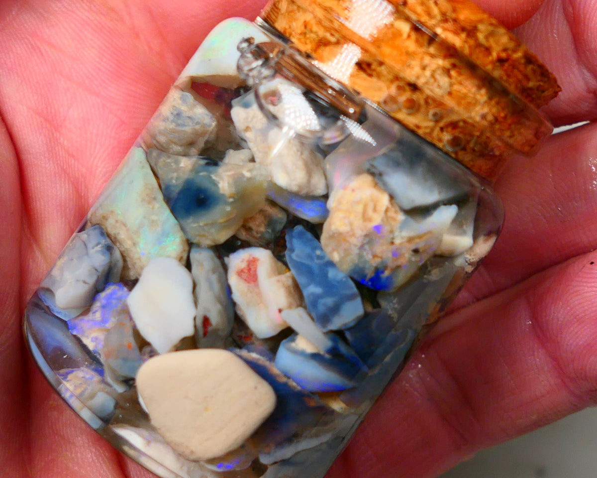 Lightning Ridge Rough Opal 150cts Mixed Potch & colours  15mm to chip size range Auction34(jar3)