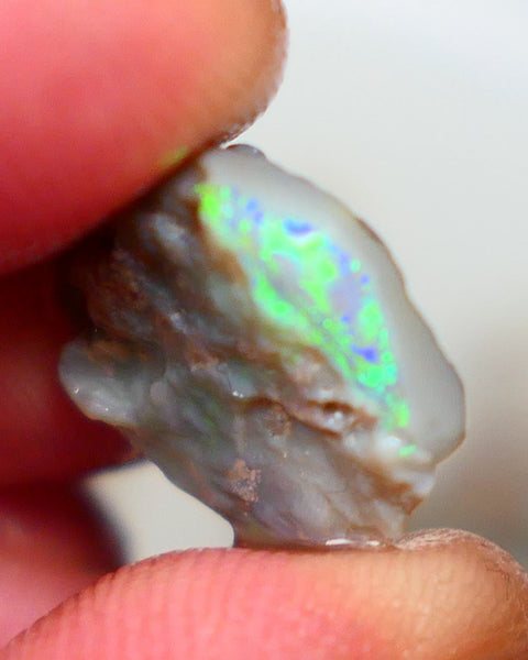 Lightning Ridge Grey base Seam opal 6.00cts Gamble showing Bright Multi Colours 14x14x4mm Auction39