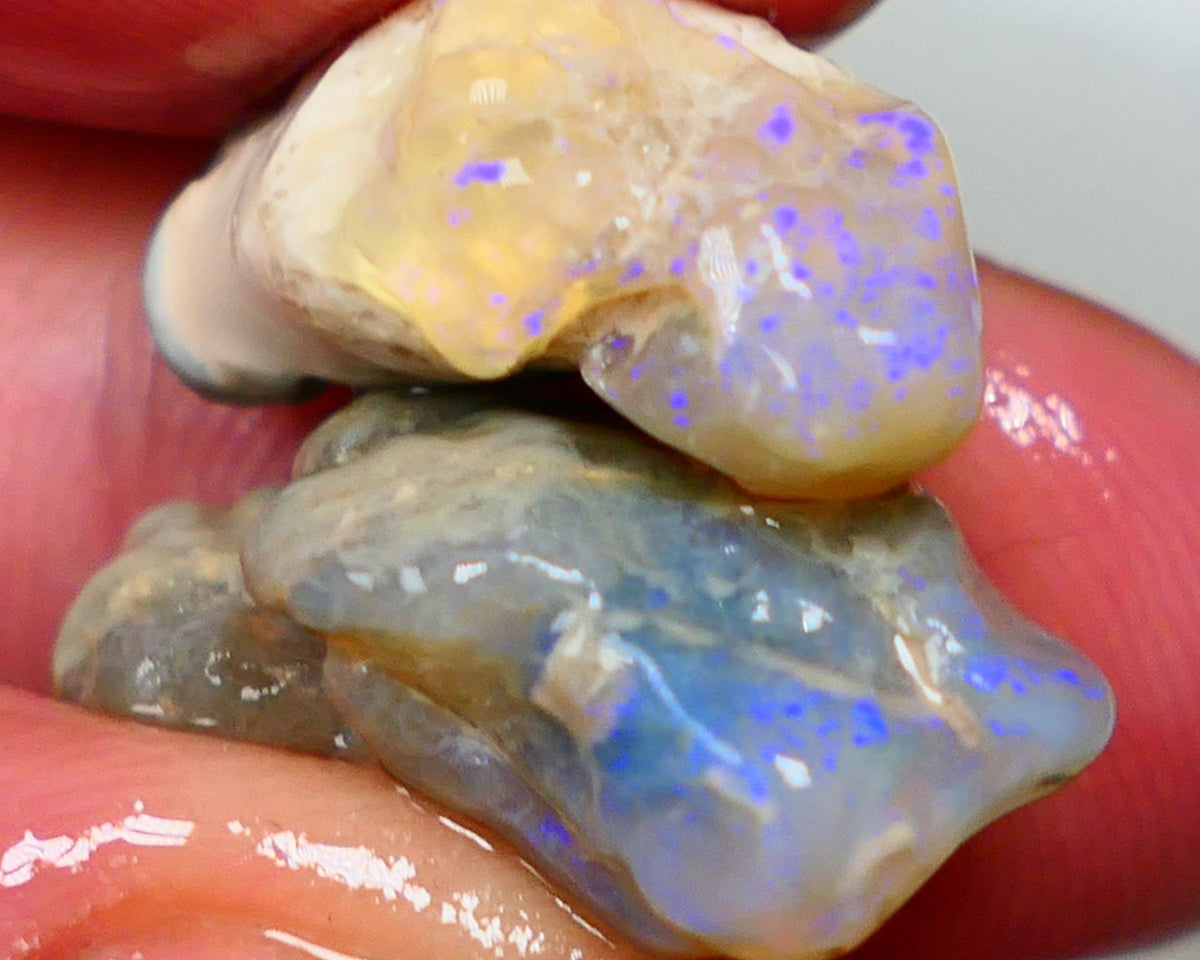 Lightning Ridge Crystal knobby Rough Opal pair 20.00cts  Nice blue fires 22x14x9mm & 20x10x9mm Auction41