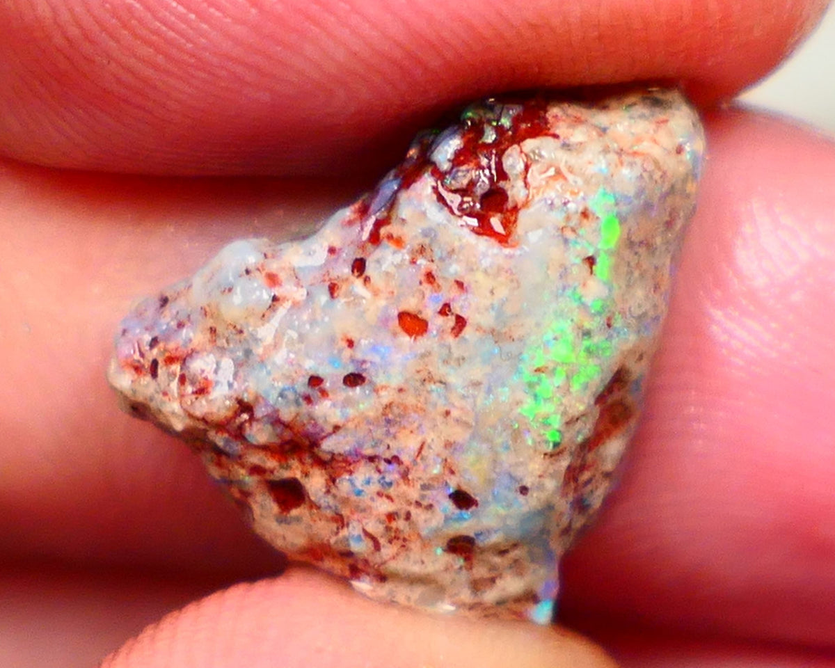 Lightning Ridge Rough Opal formation 9.50cts interesting exotic piece Green & Blue dominant multifires 18x14x7mm Auction56