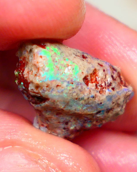 Lightning Ridge Rough Opal formation 9.50cts interesting exotic piece Green & Blue dominant multifires 18x14x7mm Auction56