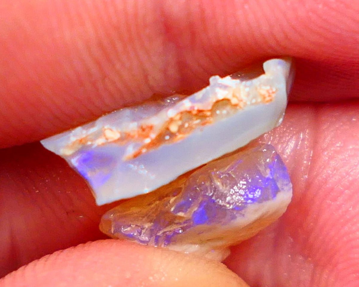 Lightning Ridge Rough Seam & Knobby Opal Pair 7.00cts Bright & Vibrant Blue fires to cut 15x8x5mm & 13x8x5mm Auction55