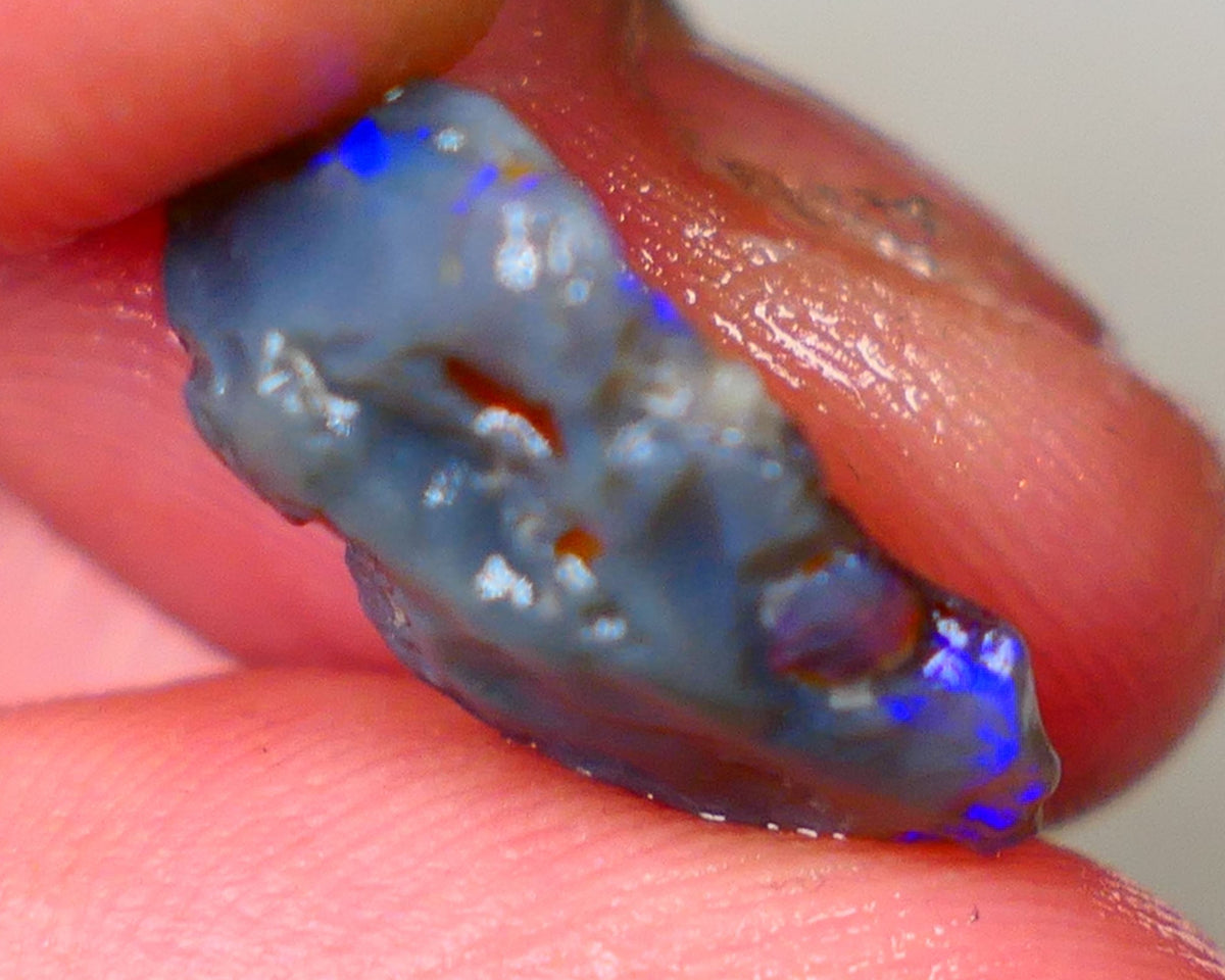 Bright & Colourful untouched knobby dark base 6.40cts L/Ridge Bright Vibrant Blues colours to cut 18x10x6mm Auciton47