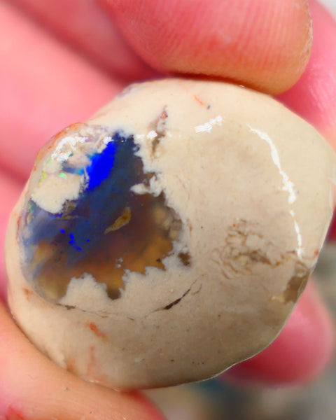 Lightning Ridge Rough Opal Blue on Black/Dark Crystal 52.00cts Big sized Gamble Knobby formation 29x19x16mm Auction105