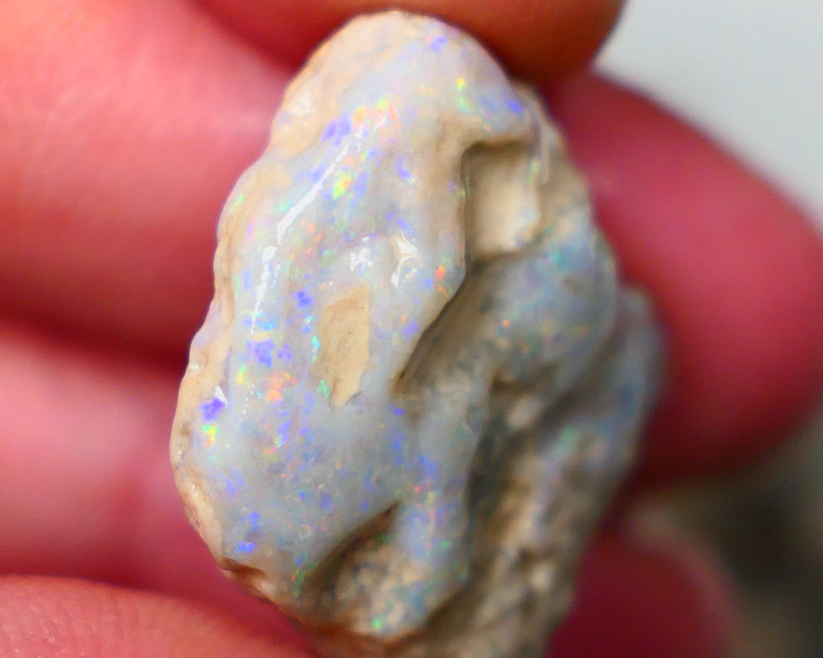 Lightning Ridge Knobby opal formation rough 25.00cts Displaying nice Pastel tones & colours of Multifires 21x20x9mm Auction154