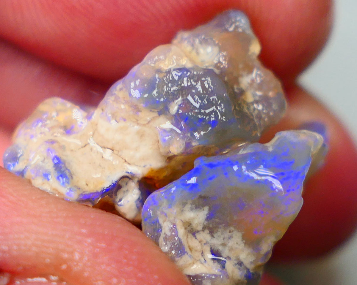 Lightning Ridge Pair of Crystal Knobby opal rough 31.00cts Showing lots of blues colours sold as gamble 21x16x10mm & 21x18x9mm Auction149