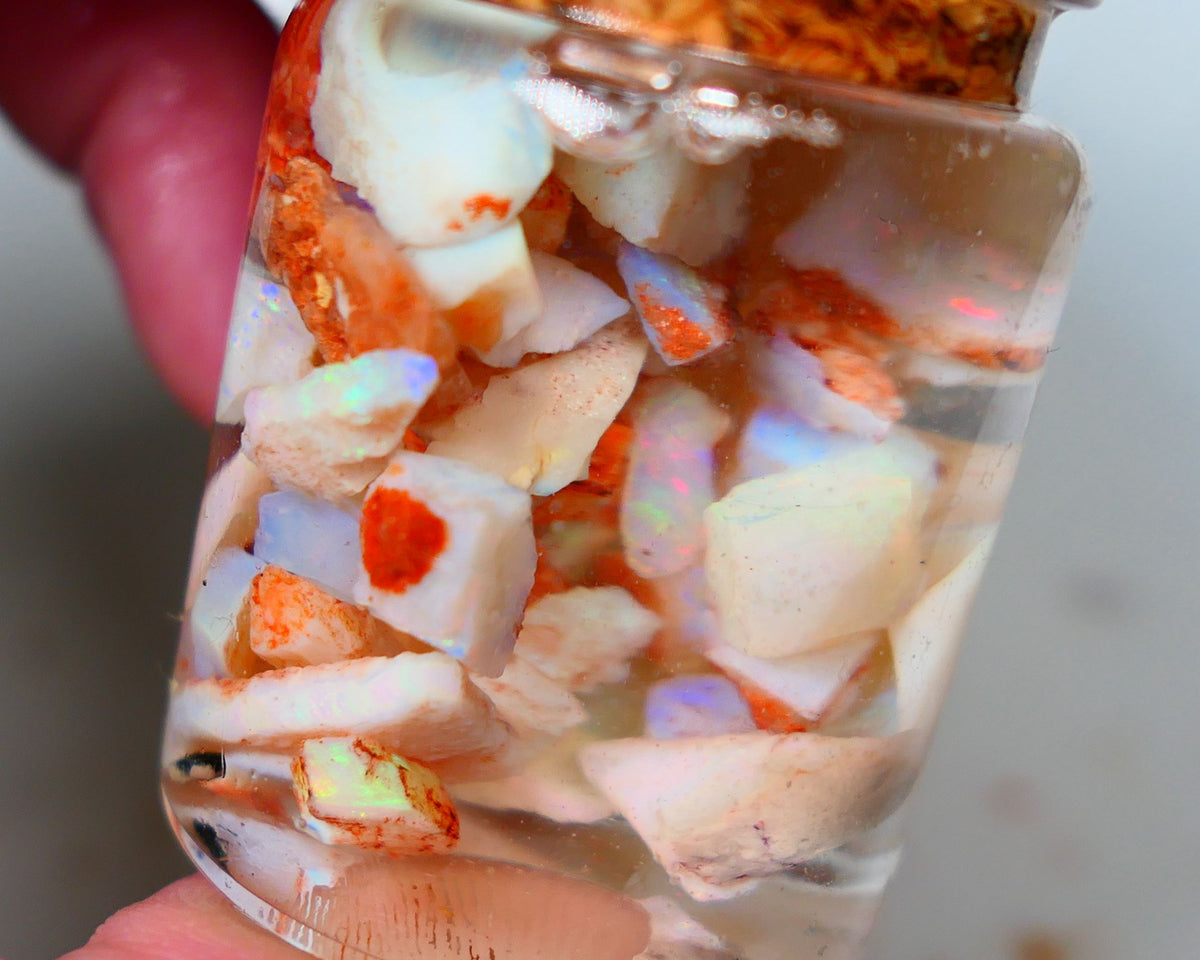 Coober Pedy Rough Opal 100cts Crystal/Light Potch & Colours to explore 12mm to chip size Auction138 Jar8 (jar not included)