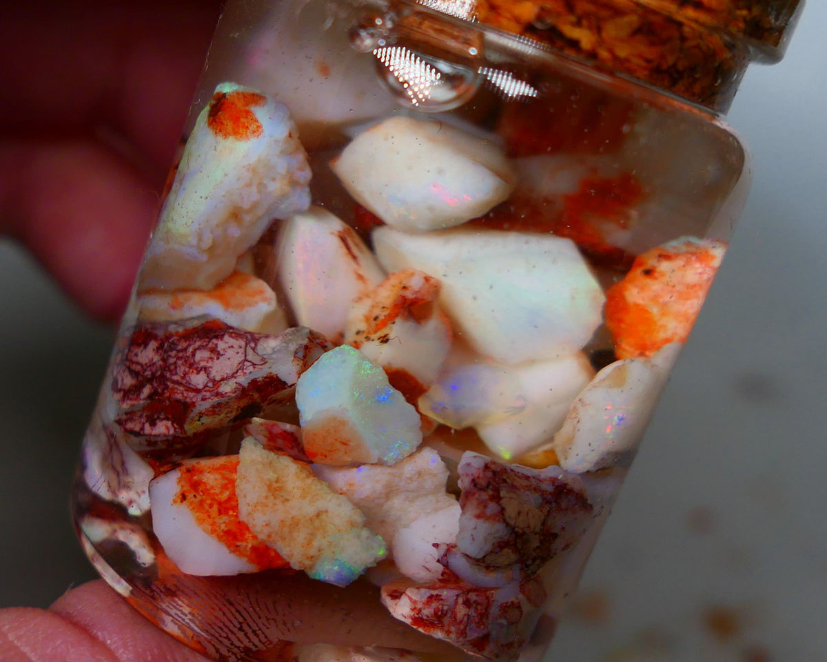 Coober Pedy Rough Opal 100cts Crystal/Light Potch & Colours to explore 12mm to chip size Auction136 Jar 10 (jar not included)