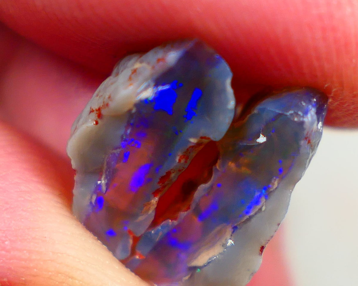 Gorgeous Dark Crystal knobby split 7.35cts Gem Bright deep Royal blues and green flashes 15x9x5mm & 14x7x6mm Auction167