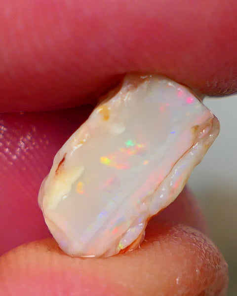 Mintabie Light Base Seam opal 5.75cts Multicolour fires showing  in the bar sold as gamble 13x10x8mm Auction195