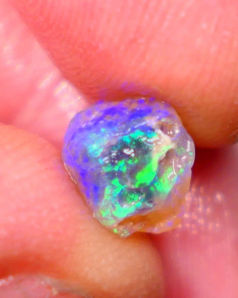 Lightning Ridge Small Bright Crystal Knobby opal rough 2.10cts Gorgeous Greens & Blues 8x7x6mm GMB-060