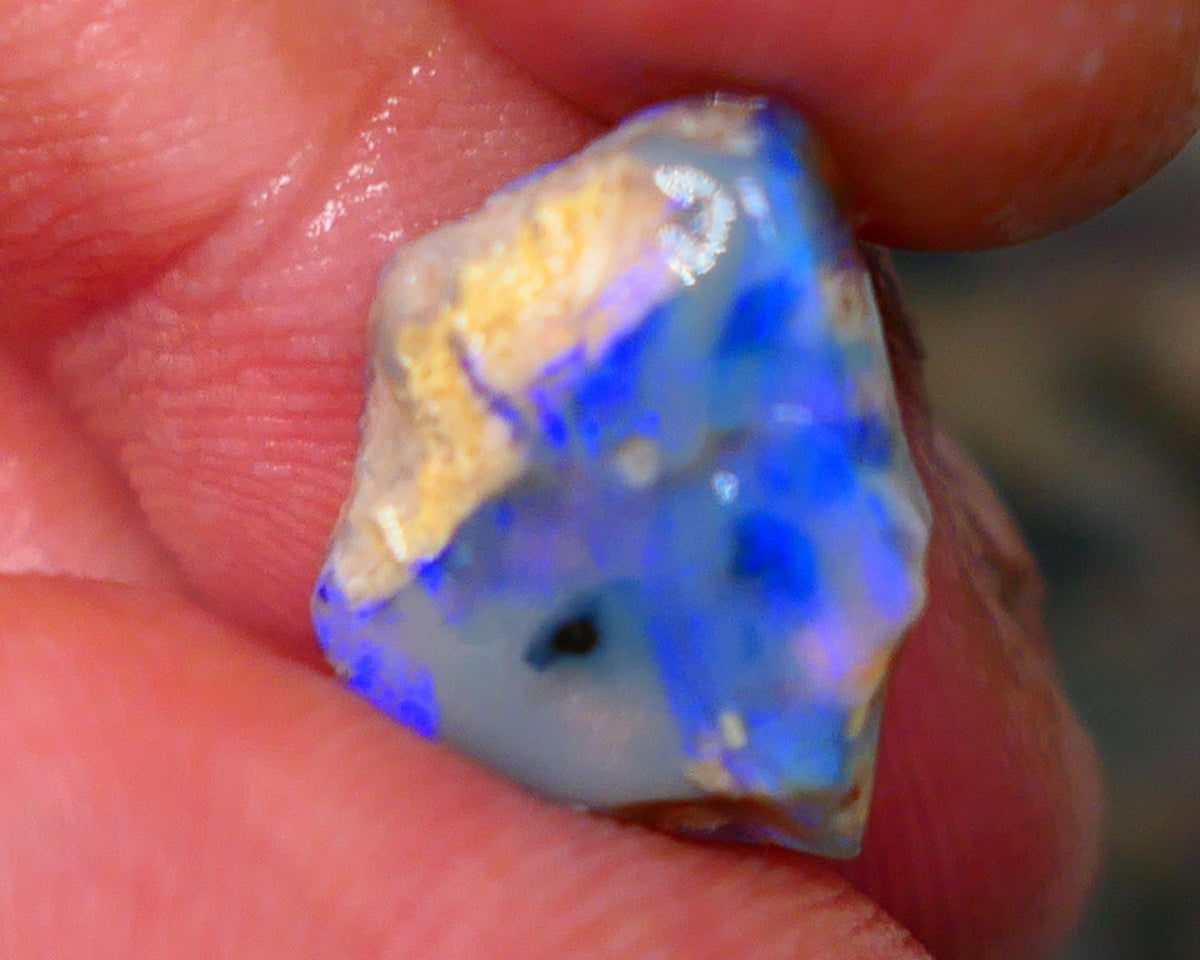 Lightning Ridge Dark Crystal Seam opal rough/rub 4.50cts Bright Blue/Green tones of fires to explore 14x11x5mm GMB-056