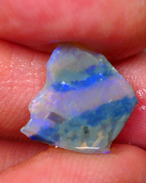 Lightning Ridge Dark Crystal Seam opal rough 2.50cts Thin so suit inlay or backing Bright Light Blue tones 14x13x2mm GMB-054