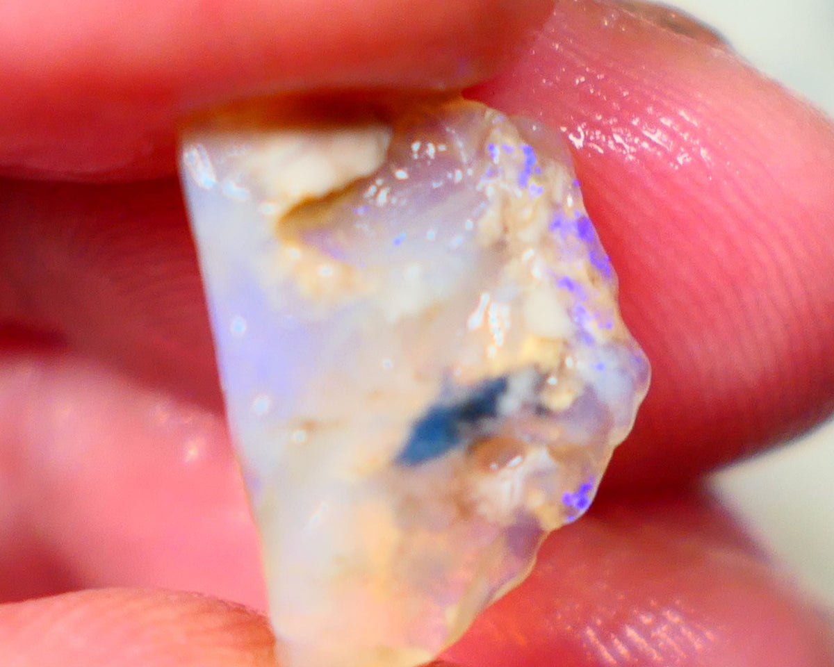 Lightning Ridge Crystal Seam opal rough 4.80cts Blue colours in the bar to gamble 17x12x5mm  GMB-042