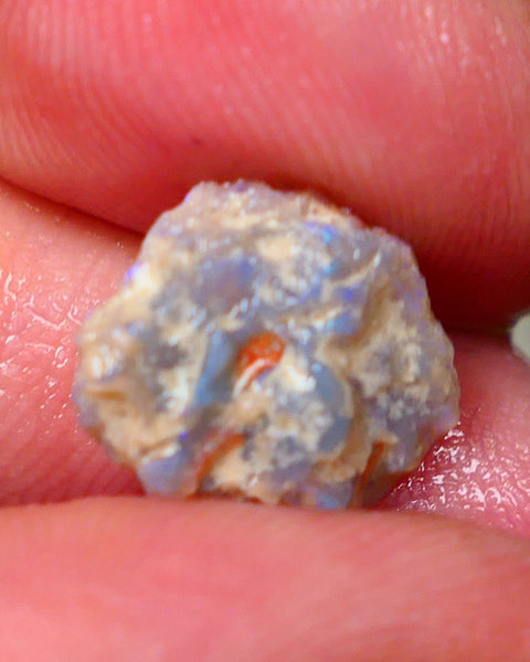 Lightning Ridge Untouched Light base knobby rough opal 3.75cts Blues showing through the skin 14x12x5mm Gamble GMB-031