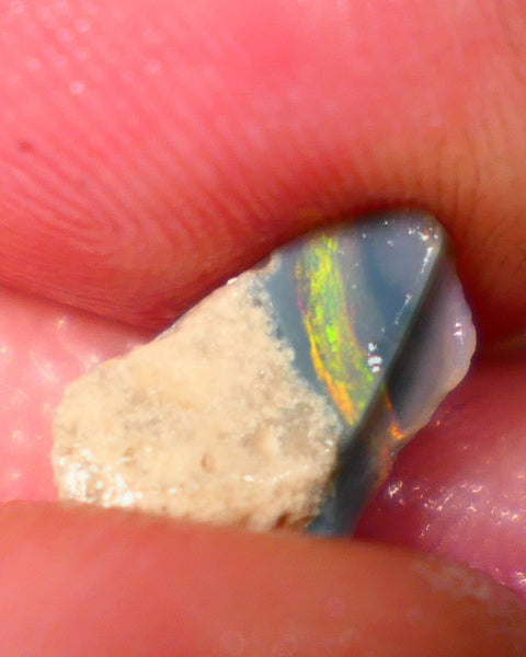 Mulga Semi Black Seam opal rough 1.20cts Stunning Multifires with Oranges being dominant 12x8x3mm  GMB-030