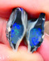 Lightning Ridge Dark Crystal base (semi Black) Knobby split 10.75cts Nice Green & Blue fires in crystal center showing confetti pattern 16x11x7mm & 15x10x6mm NSW107