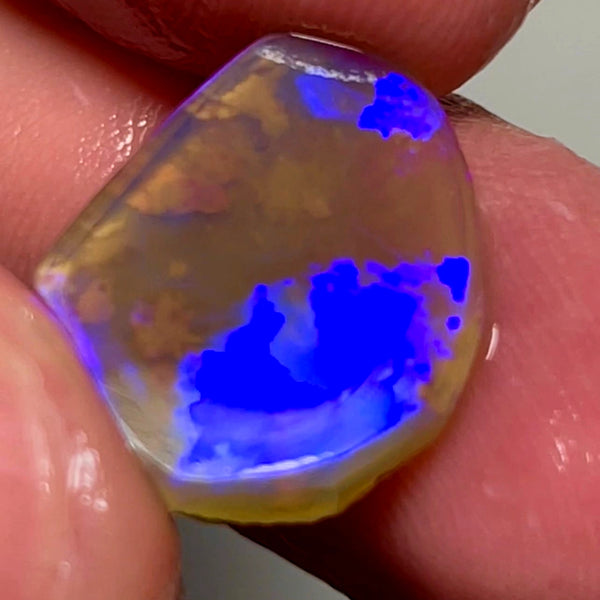 Lightning Ridge Opal Dark Crystal Knobby Rough Rub 6.75cts Broad Flash Pattern Gorgeous Bright Blues 19x15x4mm 1024