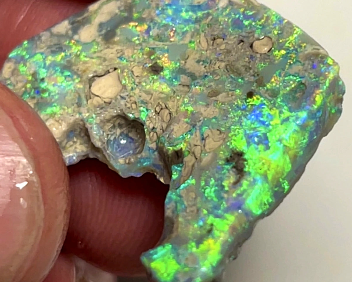 Lightning Ridge Opal Rough n Rub Single Dark Base Crystal 13cts Showing nice Bright Multifires   25.000 x 20.000 x 4.000 mm WAE66