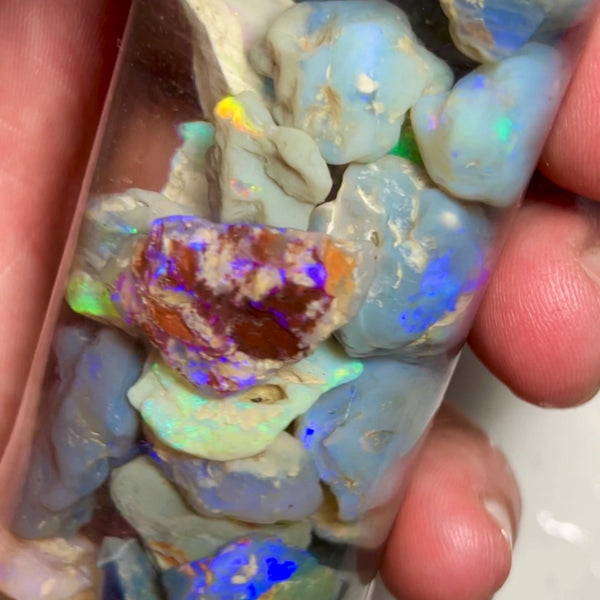 Lightning Ridge Good Sized Knobby opal rough 270.00cts Lots of Bright Multicolours sold as gamble 25x17x6 to 10x9x4mm NSW098 (jar not included)