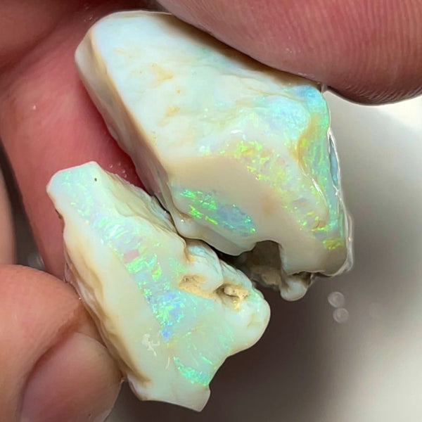 Lightning Ridge Rough Big Thick Seam Opals 50.00cts Stunning Light base with Gorgeous Bright Multi fires 27x17x16 & 20x12x11 mm NSA024