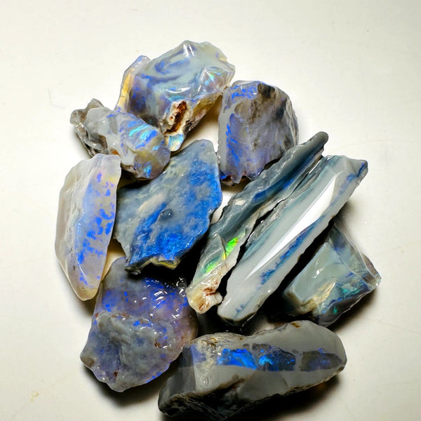 Lightning Ridge Rough Big Thick  Dark Seams Opal Parcel 70cts Lots of Potential & Cutters Lots Bright colours & bars 25x8x4mm to 15x8x4mm WAB78