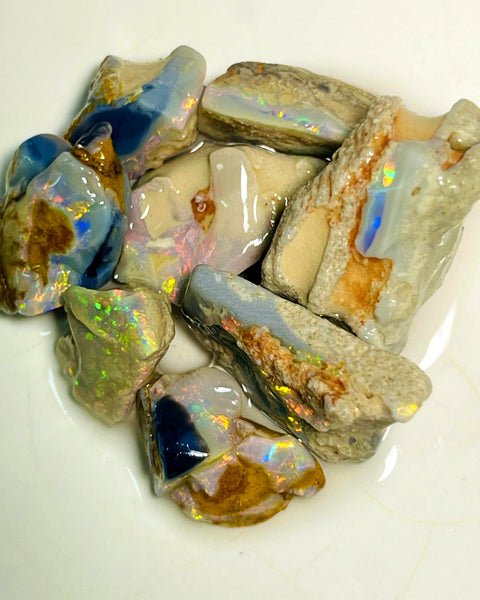 Lightning Ridge Rough Opal Parcel 57cts Stunning colourful material to explore  22x15x12mm to 13x8x6mm WAB15