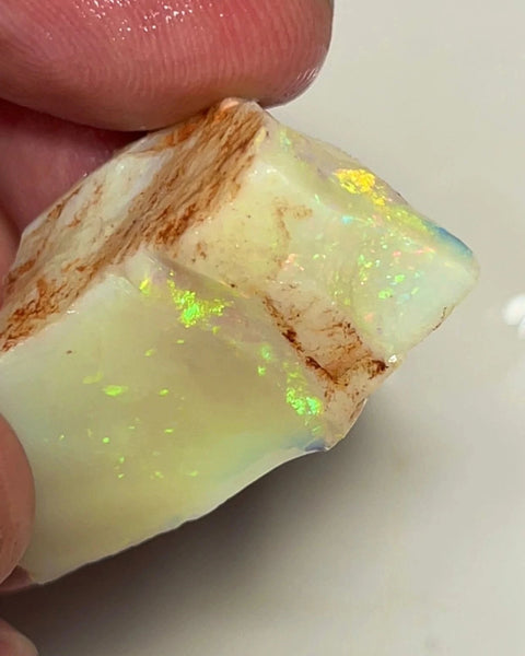 Coober Pedy Opal Rough Light base  Big Sized Seam 46cts Lots Yellow Orange dominant Bright Multicolours 34x24x14 mm NSW007